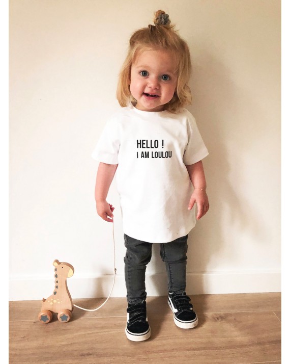T Shirt Bio Personnalise Enfant Hello I Am Hey Mama