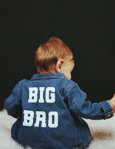 Veste en jean personnalisée grand frere, grande soeur annonce grossesse